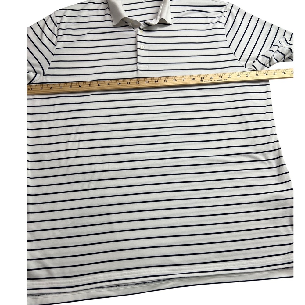 Polo Golf Ralph‎ Lauren Polo Mens XXL White Blue Striped Wicking Performance D20 - Picture 5 of 12